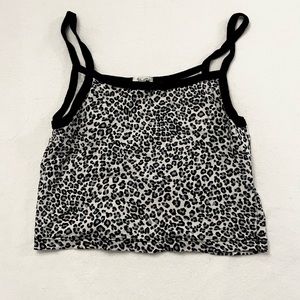 Black white and light blue Leopard print cropped tank top